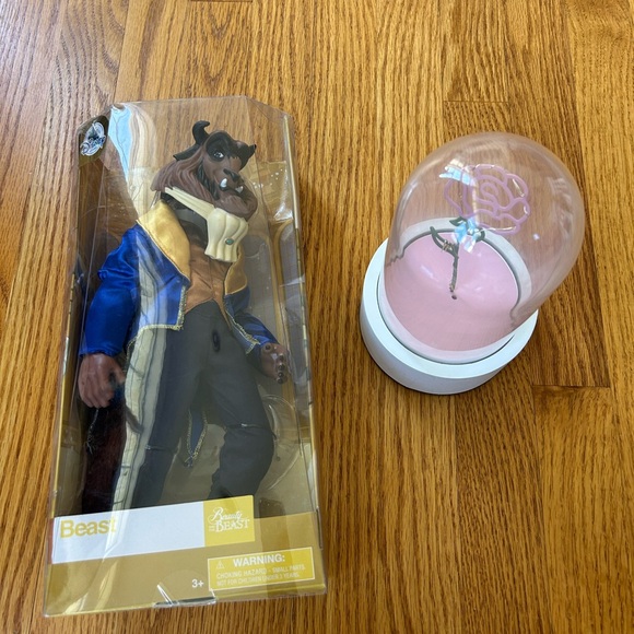 Beauty and the Beast Figure with Rose Display